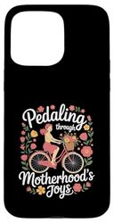 Festa della mamma "Pedalando attraverso le gioie della maternità" Bicicletta Custodia per iPhone 15 Pro Max