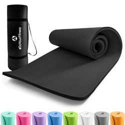 DoYourFitness® Fitness en yoga mat |Zachte en dikke anti-slip mat, 183 x 61 x 1,0 cm | Ideaal voor gymnastiek, pilates en yoga, voor beginners en gevorderden [zwart]
