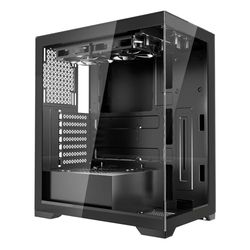 VEVOR Case per PC Compatto, 2 Ventole da 120 mm Case per Computer da Gioco con Pannelli in Vetro Temperato ad Alto Flusso d'Aria, per GPU Fino a 360 mm di Lunghezza, Compatibile con ATX/M-ATX/ITX