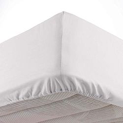 Douceur d'Intérieur Double Fitted Sheet, Polyester, White, 140 x 190 cm