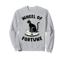 Wheel Of Fortune Cat On Robot Vacuum Cleaner Cat Sweatshirt