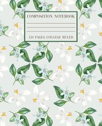 Orange Blossom & Leaves Notebook_7.5 x 9.25 inches_: 120 Lined Pages-Paperback Cover.