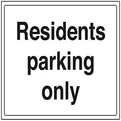 VSafety Residents Parking Only Parking Skylt - 400 mm x 300 mm - 1 mm styv plast