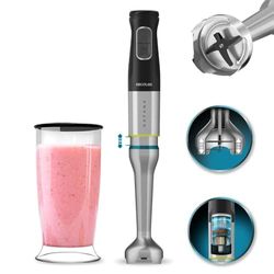Cecotec Batidora de Mano Katana 15 Jar D. 1500 W, 21 Velocidades y Turbo, 4 Hojas con Titanio Negro, Campana antisalpicaduras, Pie extralargo, Vaso 800 ml