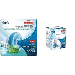 Unibond AERO 360° Moisture Absorber Waterfall Freshness Refill Tab, (4 x 450g) UniBond AERO 360 Compact Moisture Absorber, Ultra-Absorbent Dehumidifier 1 Device incl. 1 Refill Tab 450g