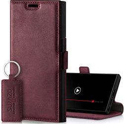 Surazo Leather Wallet Mobile Phone Case Compatible with Samsung S23 Ultra - Flip & Fold Smartphone Case with Stand, RFID Blocker, Magnet Closure, 3 Slots for Bank Cards - Handcrafted European Leather