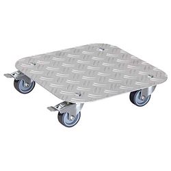 WAGNER Plantentrolley ALASKA 29 x 29 x 7,5 cm I Bloementrolley voor binnen + buiten I Containertrolley van aluminium, zilver I 2 remmen I Draagvermogen 150 kg I Made in Germany - 20700301