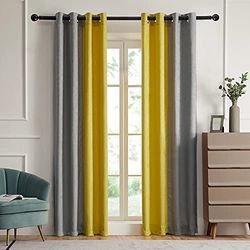 Primrose Verduisterende Gordijnen voor Woonkamer Thermische Geïsoleerde Kamer Verduistering Ombre Gordijnen Venstergordijnen voor Slaapkamer Grommet Grijs Geel 63 inch Lange 2 Panelen