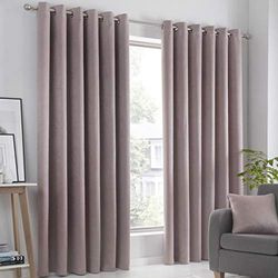 Fusion Strata Rideaux doublés à œillets tissés 117 x 183 cm, Doublure : 100% Polyester, Rose poudré, W117cm (46") x D183cm (72")