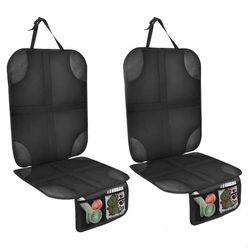 AiQInu Protector Asiento Coche, 2 Piezas Impermeable Antideslizante Compatible Isofix Protector de Asiento de Coche de Niño con 2 Bolsillos de Almacenaje para Asiento de Coche de Cuero y Tela