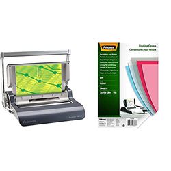 Fellowes Quasar Manual Wire Binder, Grey/Silver & A4 Binding Covers, PVC 150 Micron, Clear, Pack of 100