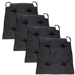 Traumnacht 03770333105 Basic - Cojín para Silla con Funda de algodón, Color Negro, Negro, 4 Unidades