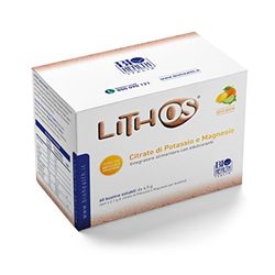 Lithos - Integratore Alimentare a Base di Citrato di Magnesio e Potassio, Supplemento Integrazione Potassio e Magnesio da Citrati senza Glutine/Lattosio/Calorie, 60 Buste Granulato per Soluzione Orale