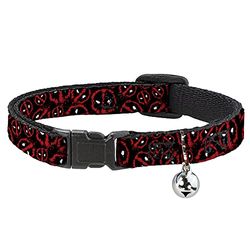 Collare per gatti con logo Deadpool Splatter sparso nero rosso bianco 20-30 cm largo 1,3 cm