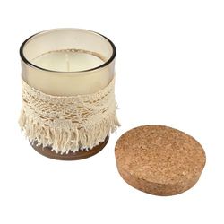 Homéa, Kaars Verrine Macrame Deksel Kurk D7 x 8 cm Bloemen Romance Parfum