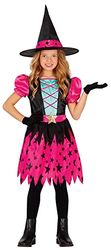 FIESTAS GUIRCA Heksenkostuum, roze, sterren, heks met heksenhoed, Halloween-kostuum voor meisjes, 7-9 jaar