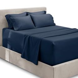 Hearth & Harbor 4 stuks beddenset extra diepe pocket, past matras van 18-24 inch Depth, Twin, Navy Blue