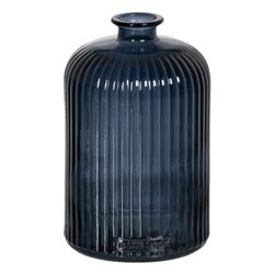 BigBuy Home Vaas, blauw, gerecycled glas, 15 x 15 x 23 cm