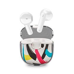 Music Sound | DRIP - Auricolare Bluetooth a capsula - Custodia Trasparente con Design Fantasie alla Moda - Playtime 19H - Comandi posti sugli auricolari - Fantasia Vernice Spray