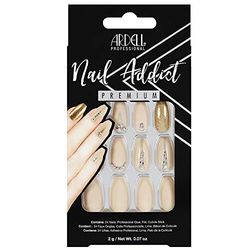 Ardell Premium Nail Addict Nude Jeweled | Unhas Postiza | Contém: 24 unhas, autocolante profissional, lima, vara da cutícula - 24 unidades | efeito profissional | com design