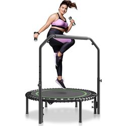VEVOR Opvouwbare mini-trampoline, fitness, 1027 mm, trainingstrampoline, maximale belasting 150 kg, sportieve mini-trampoline voor de tuin, met schuimrubberen handgreep, in hoogte verstelbaar op 4