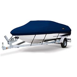 MSC Copertura impermeabile per barche in tela di poliestere 600D di grado marino resistente, adatta a V-Hull, Tri-Hull, Runabout copertura per barca (modello C - Lunghezza: 40,6-48,8 cm, larghezza