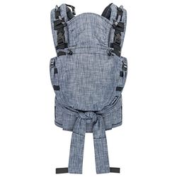 Hoppediz Porte-bébé Nabaca, dès la naissance (2.5-20 kg), Inclus un panneau dorsal interchangeable en deux tailles (S & M), Taille Réglable, Basic-Set denim