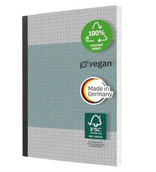 SIGEL SN200 Notebook, Squared, 80 g/m², Approx. A5, Blue, softcover, 200 Pages, Sustainable