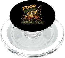 La comida sabe mejor Animado Divertido Anime Comida Filete Meme PopSockets PopGrip para MagSafe