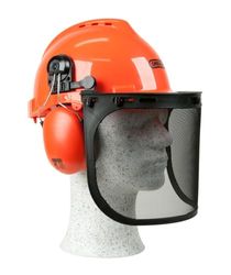 Oregon Yukon Casco di Sicurezza con Cuffie Antirumore e Visiera in Rete, Ideale per Lavori con Motosega e Decespugliatore