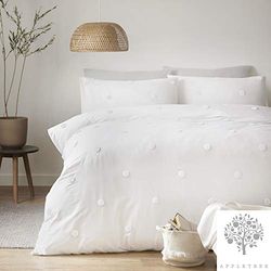 Appletree Juego de Funda de edredón de Lunares Blancos, tamaño King (230 x 220 cm), Ropa de Cama Blanca con 2 Fundas de Almohada, Funda de edredón de Lunares Blancos, 100% algodón súper Suave