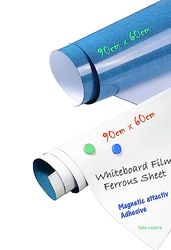2pz 90cm x 60cm Foglio Metallico per Magneti, Premium Autoadesiva, Pellicola di Ferro Lavagna Magnetica, Eccellenti Proprietà Recettive ai Materiali Magnetici, Scrivere Cancellare, TKD9020-90cm-2X