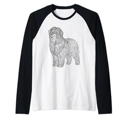 Line Art Old English Sheepdog Sheepdogs Maglia con Maniche Raglan