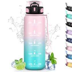 1,5 liter vattenflaska, läckagefri, gymflaska, filterflaska för vuxna, lätt att bära, vattenflaska med motiverande slogan, för sport, gym, cykling, utomhus, yoga