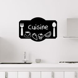 Ambiance - Adhesivo decorativo para pared, diseño de bandeja de cocina, 65 x 100 cm, color negro
