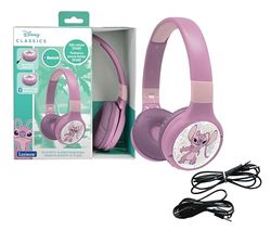 Lexibook, Disney Stitch, Angel - Auriculares 2 en 1 con Cable y Bluetooth con micrófono y Botones de Control, Plegables y Ajustables, batería de Larga duración, Rosa, HPBT010D1