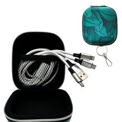 [PAKET] 3-i-1 multi-USB-kabel + mini-resefodral med design och nyckelring - Universal USB till USB C/Lightning/Micro USB-kabel med snyggt skyddsfodral för att organisera och bära dina prylar