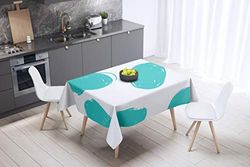 Bonamaison Kitchen Decoration, Tablecloth, Turquoise, White, 140 x 140 Cm - Designed and Manufactured in Turkey