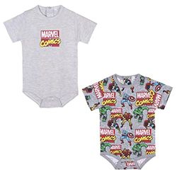 CERDÁ LIFE'S LITTLE MOMENTS - Pack de 2 Body Bebe Niño de Verano | Ropa de Bebe de Algodón 100% de The Avengers [ Iron Man, Thor, Hulk y el Capitan America ] - Licencia Oficial Marvel