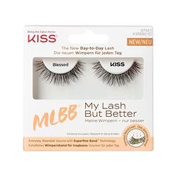 KISS My Lash But Better Collection 1 paio di ciglia finte, senza filtri, volume naturale, ciglia finte con nastro KISS Flexi, incluso adesivo per ciglia nero