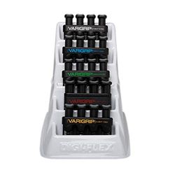 CanDo Hand exerciser - finger grip strengthener VariGrip, set of 5 with rack