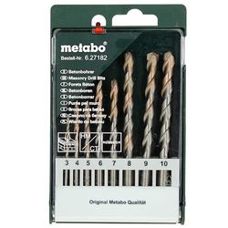 Metabo 627182000 627182000-Estuche 8 Brocas para hormigón MD Classic 3/4 / 5/6 / 7/8 / 9/10 mm, Set de 8 Piezas