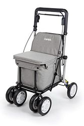 Carlett - Lett800 Comfort Move | Carrello spesa| Carrello 4 Ruote Pieghevole |Prodotto medico approvato di classe I | Borsa rimovibile 29 l/15 kg | Carrello Sedia| Vassoio Porta Oggetti |Grigio chiaro