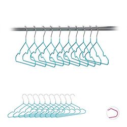 Relaxdays Conjunto de 20 cabides para bebé antiderrapantes, metal, turquesa, 30 cm