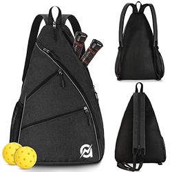 A11N - Borsa da pickleball, reversibile, a tracolla, per donne e uomini, Nero