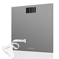 Cecotec Báscula de baño digital Surface Precision 9200 Healthy. Plataforma de acero inoxidable Antihuellas, Pantalla LCD invertida, Capacidad máxima de 180kgr, Cinta métrica