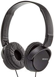 Sony MDR ZX110AP kabelanslutna on-ear-hörlurar med trasselfri kabel, 3,5 mm mini-uttagsnål, headset med mikrofon för telefonsamtal, svart, MDRZX110AP/B