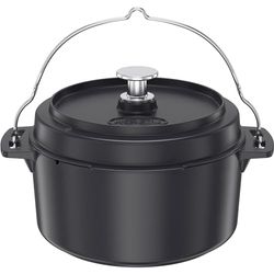 RÖSLE VARIO Horno holandés de alta calidad de hierro fundido esmaltado, tapa utilizable como sartén, con asa, 5,5 L, 36 x 30 x 22,5 cm, color negro