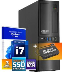 GMR Ultra Slim i7 Office PC - Business Office Computer | 3 anni di garanzia | 32 GB di RAM | 4000 GB SSD | DVD±RW | USB 3 | Windows 11 Prof | Bluetooth WiFi