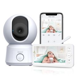 ARENTI Baby Monitor: fotocamera 1080P, schermo da 5", visione notturna, PTZ, chiamata on-touch, VOX, zone di pericolo, rilevamento del movimento, musica. Supporta aree personalizzate, ideale per la